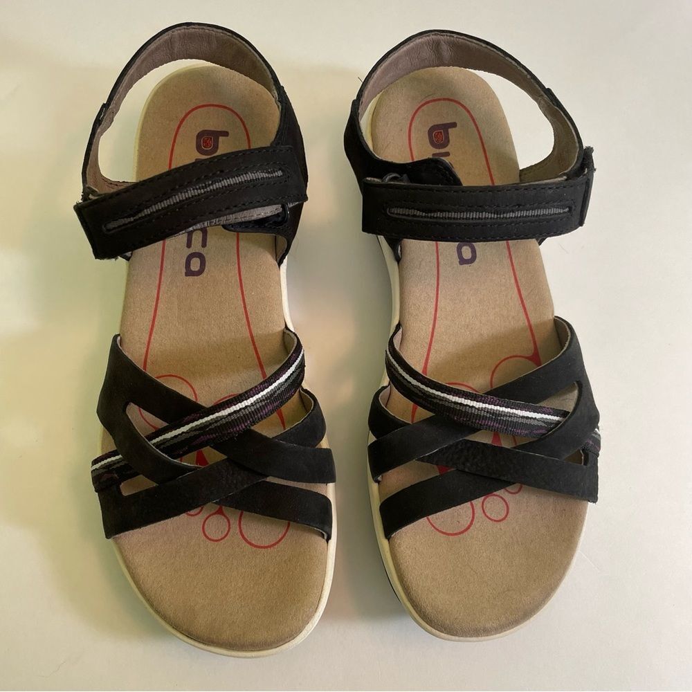 Biónica Nova black woven Nubuck leather Wedge sandals‎